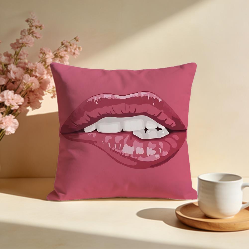 Classic Red Lips Cushion Cover Soft Pillow Cases for Home Bedroom Living Room Sofa