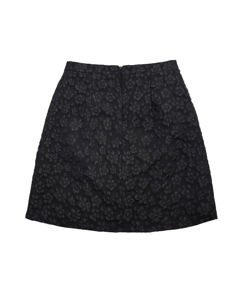 Sio Pintuck Jacquard Midi Skirt [Black]