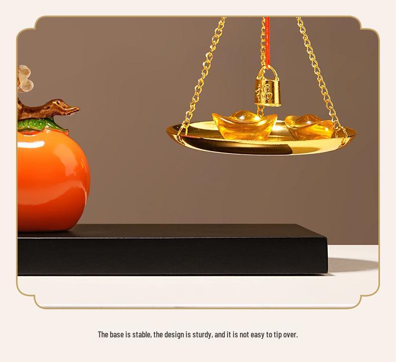 Luxury Ruyi Chinese Persimmon Ornament - Premium Living Room & Entryway Decoration, Perfect for Housewarming & Annual Gift Celebrations.