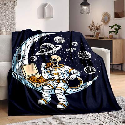 1 Stück Weltraum-Astronauten-Decke, Leichte Flanell-Kuscheldecke für Sofa, Bett, Reisen, Camping, Wohnzimmer, Büro, Couch, Stuhl und Bett