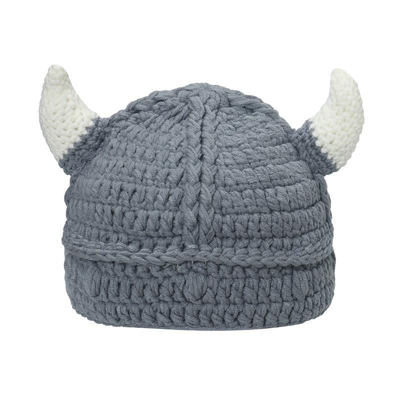 Douyin Internet celebrity live wool hat personality funny hip hop trend warm hat horn cartoon knitted hat men and women