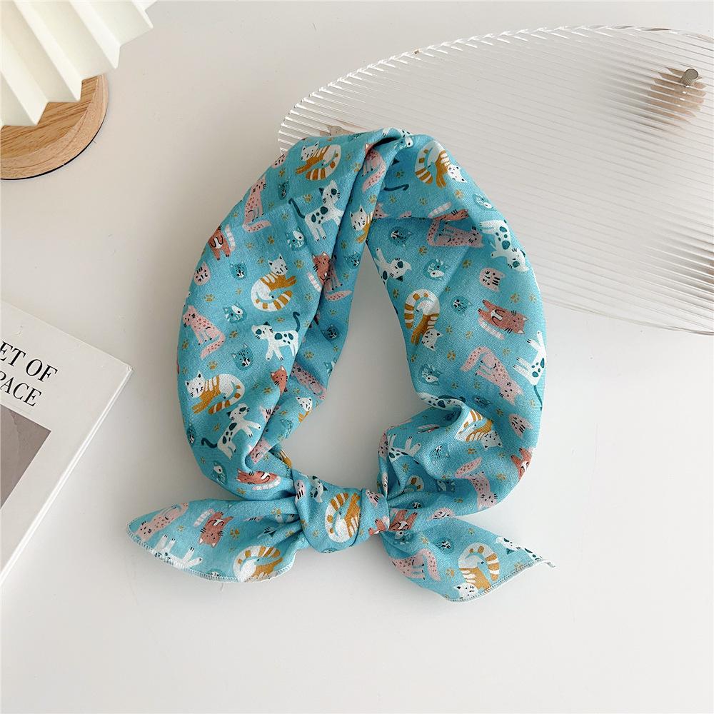 Cotton And Linen Small Square Scarf Silk Scarf Women'S Spring And Autumn New Style Artistic And Versatile Fashionable Temperament Headband Scarf