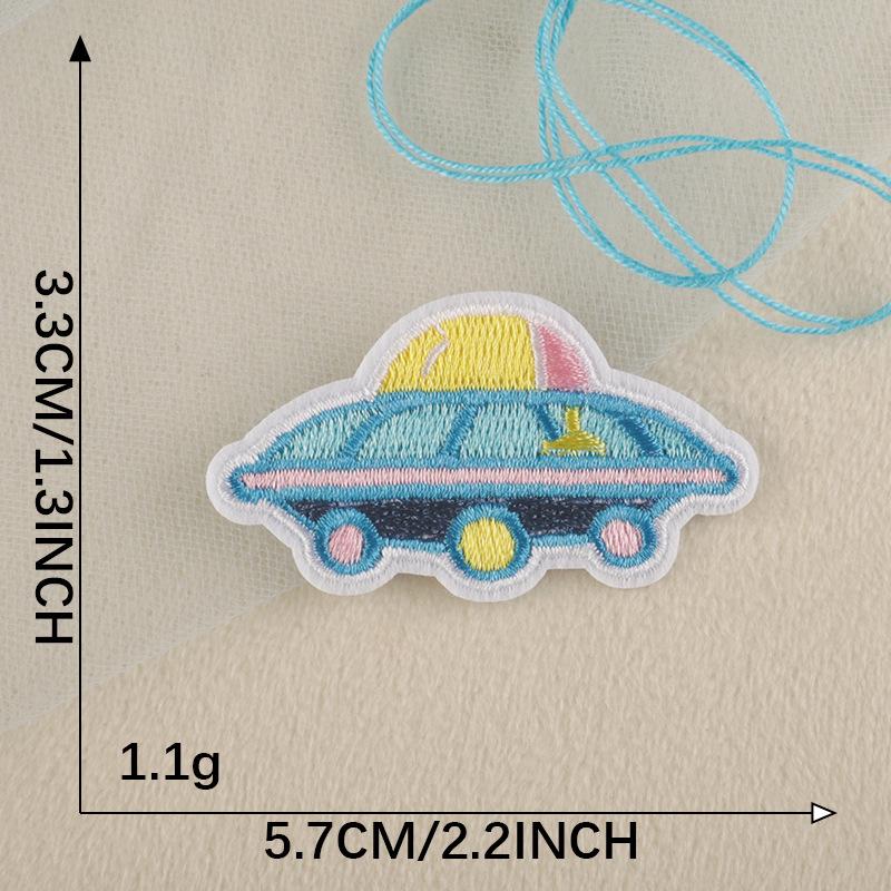 Toppa Ricamata Originale a Forma di UFO e Pianeta dei Cartoni Animati per Accessori d'Abbigliamento Fai-da-Te