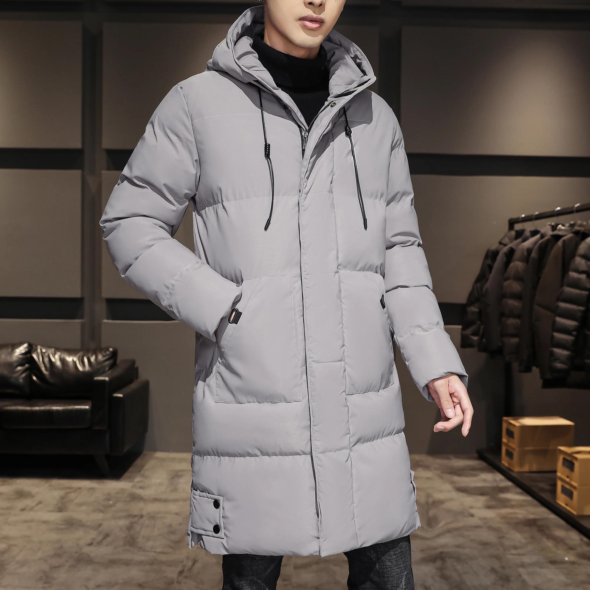 

Men s Hooded Jacket Black Fashion Winter Jacket Men Clothing Parka Men Thick Warm Long Coats 8XL сірий