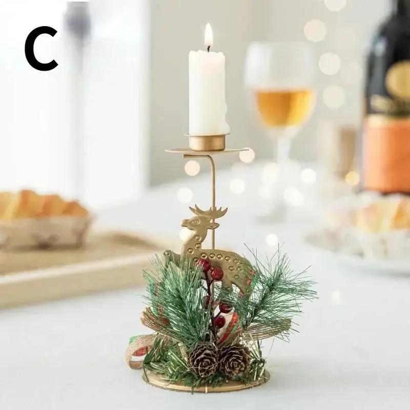 

Golden Wrought Iron Christmas Candle Holder Simulated Pine Cone Decor Candle Holder Christmas Window Display Decor Candle Tray