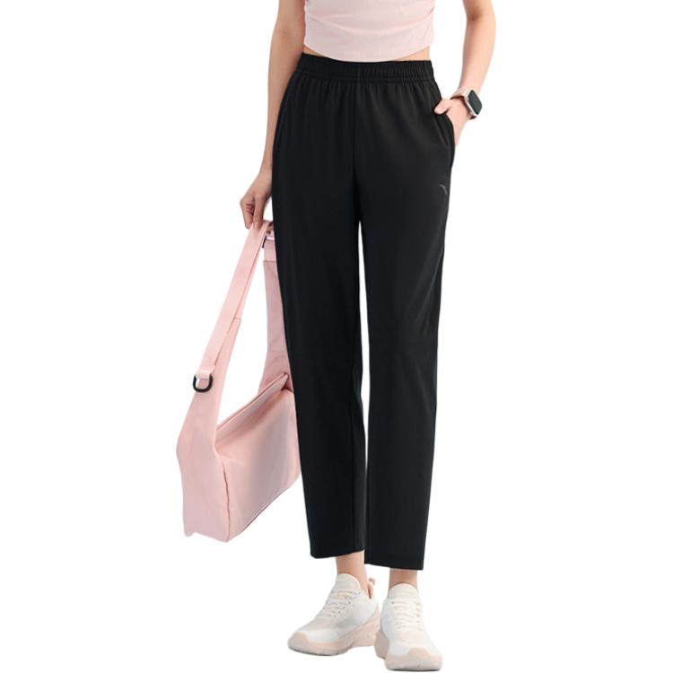 Anta Sports Lifestyle Series Solid Color Comfortable Versatile Simple Knitted Sports Pants Women Bottoms Black 962527302-3