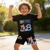 Summer Tshirt for ChildrenCotton ShortSleeved Shorts for Boys  Sports Shirt Set of 2  Digital 12345 Cartoon Print