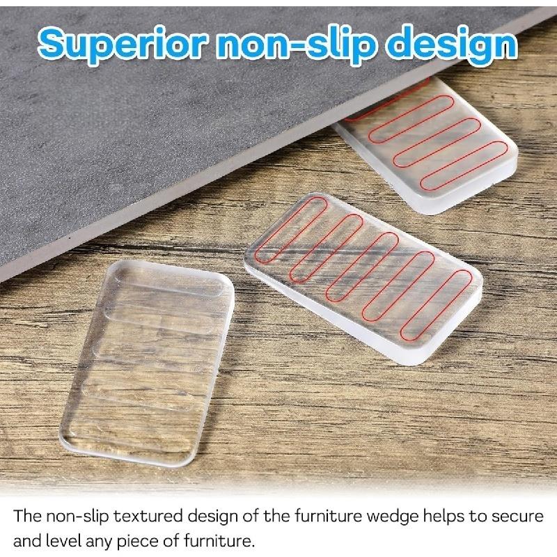 8 Pcs Leveling Shims, Clear Plastic Wedges for Level Uneven Home Furniture,Toilet,Bed,Table,Appliance,Non Slip Texture Levelers