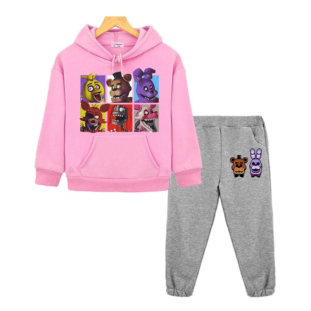Bär Kaninchen Spiel Kawaii Anime Hoodie Sweatshirt Kinder Boutique Kleidung Herbst Fleece Pullover Jacke FNAF Jungen Mädchen Kapuzen Sets