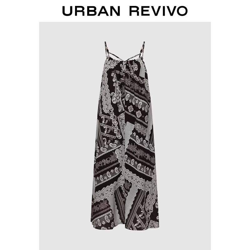 UR2026 Women s Retro Printed Sling Maxi Dress S