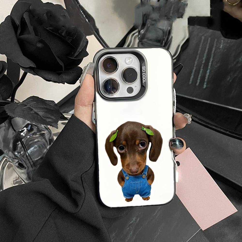 Goofy C-Dogs Big eyes Phone Case For iPhone17, 16,15,14,13,12 Pro Max Black Candy Matte Shockproof Cover