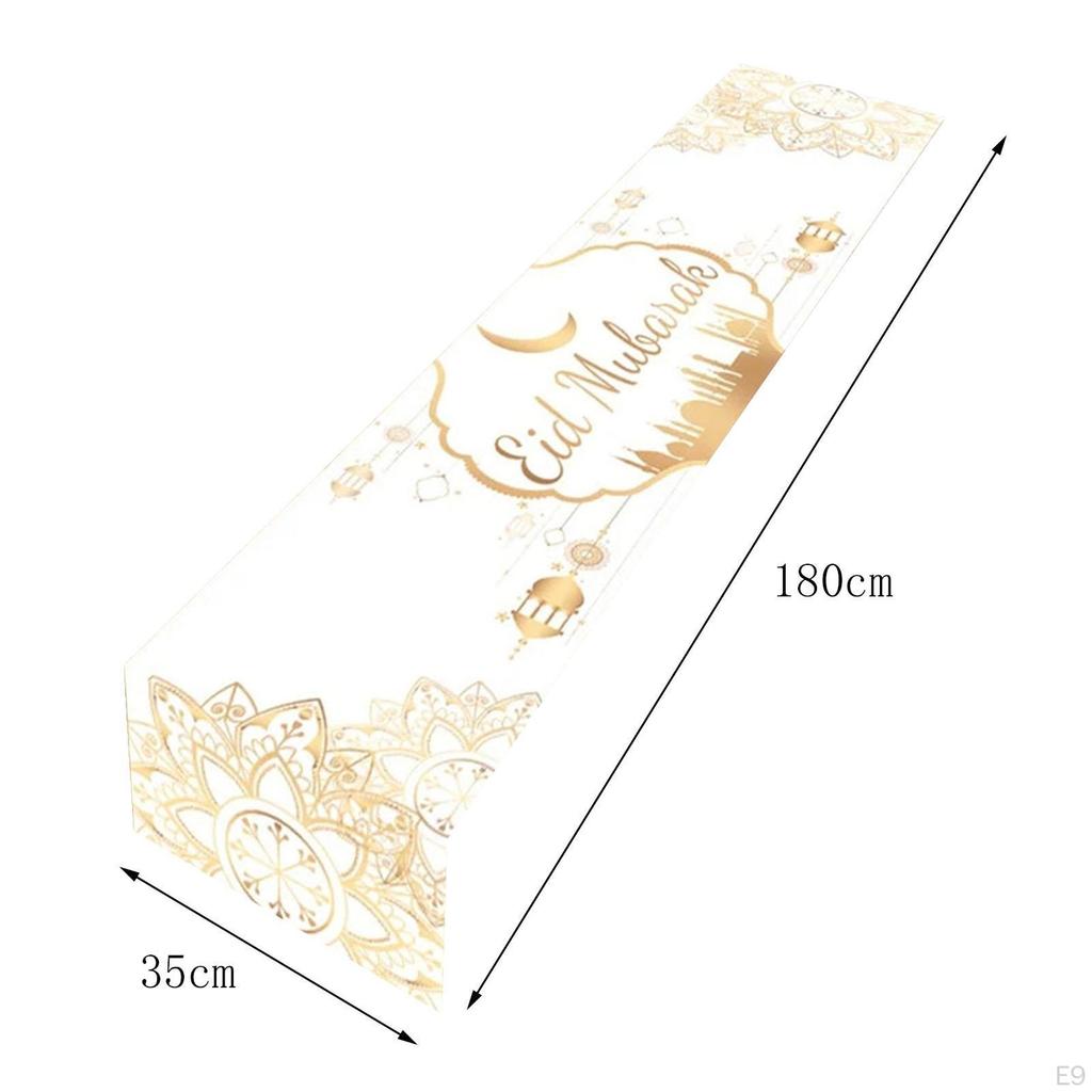 Eid Mubarak Table Runner Al-fitr Decor 13 X 70 Inch Decoration Star Moon Tablecloth