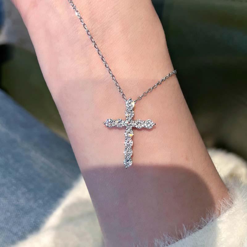 Collane Pendenti a Catena con Croce di Zircone per Donne Gioielli Vintage per Matrimonio Accessori Gioielleria