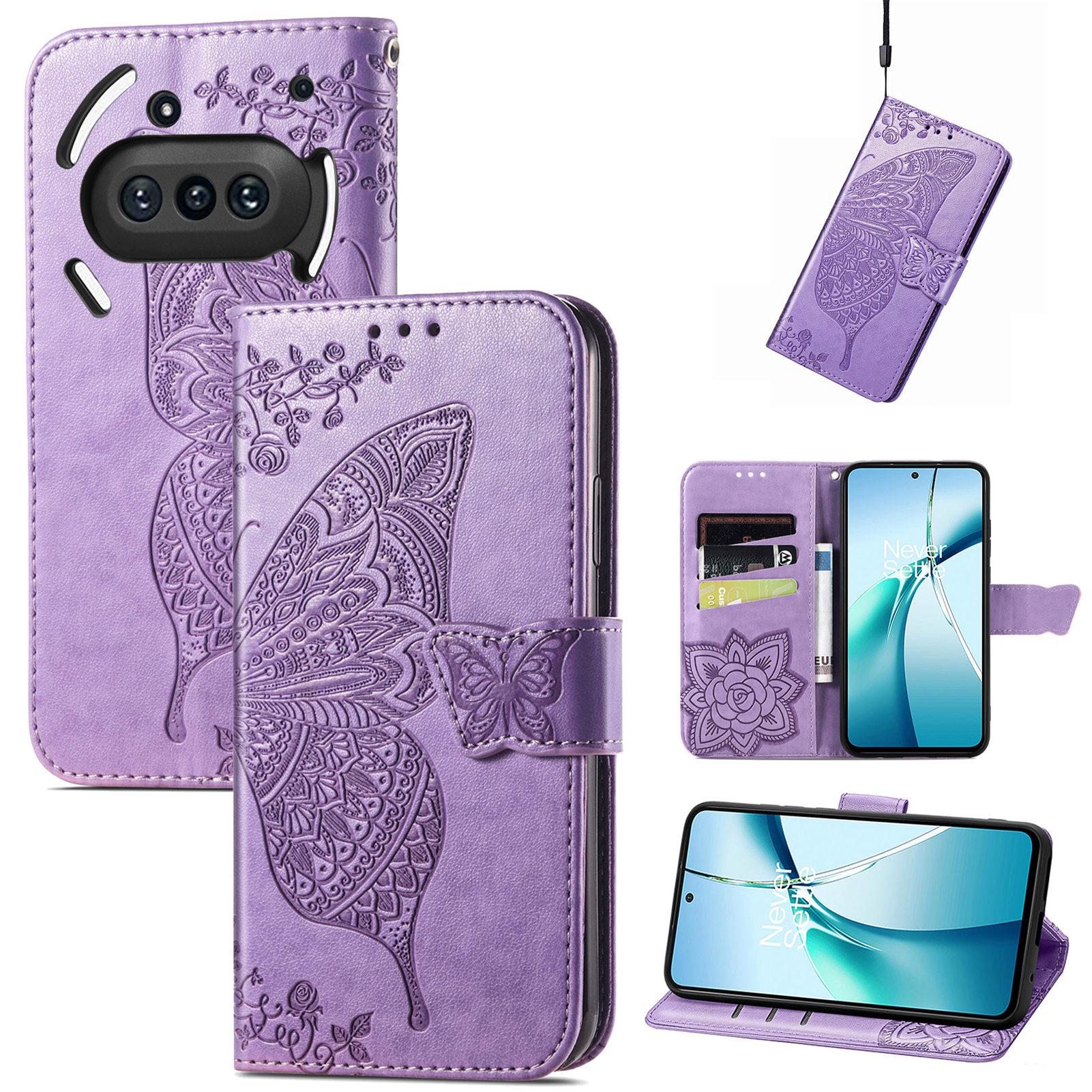 

Ні за що Телефон (3а) Чохол з ремінцем з PU шкіри з малюнком метелика, гаманець, чохол для телефону Light Purple