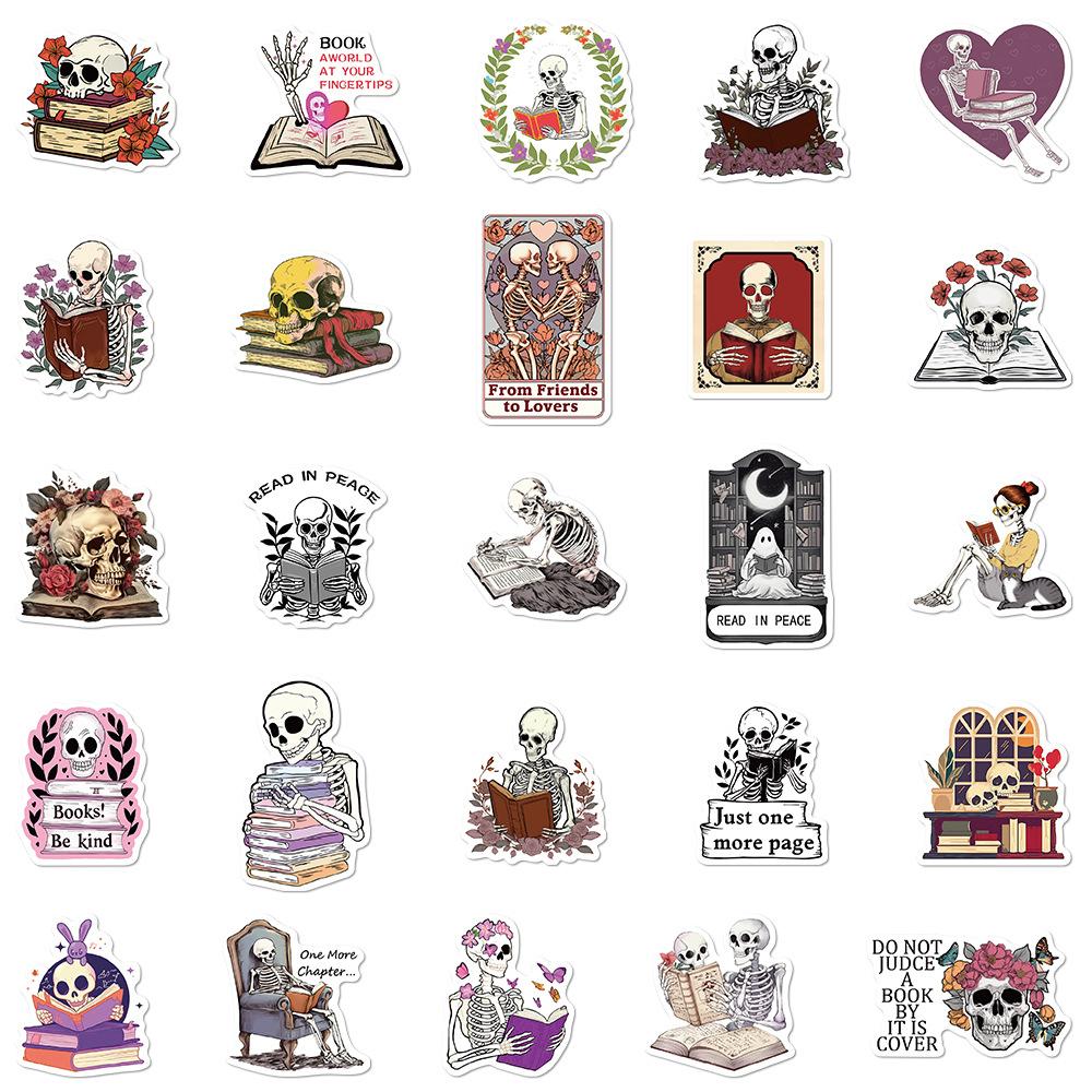 10/30/50pcs Dark Romance Skull Bookish Stickers Aesthetic Death Reading Decals DIY Luggage Laptop Waterproof Graffiti Sticker