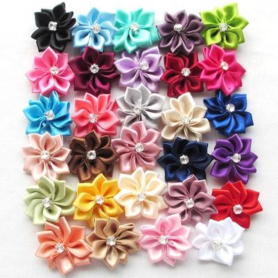 100 stuks Upick satijnen lint bloemen strikken met applicaties Craft DIY Wedding Decor