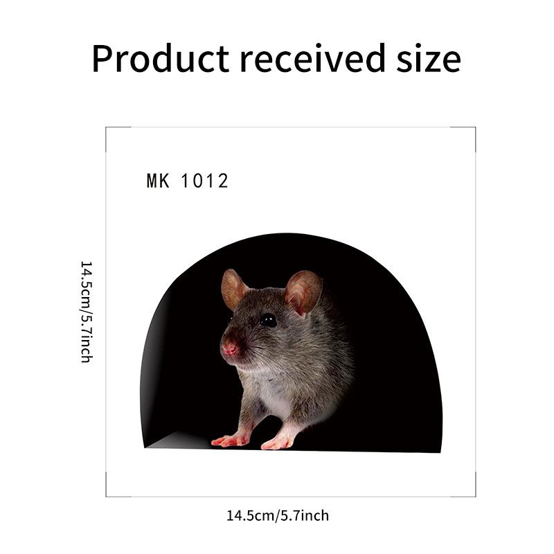Cute 3D-style Cartoon Mouse Hole Wall Sticker Kitchen Living Room Kid Bedroom Wall Corner Decal Creative Fun Interior Decoration