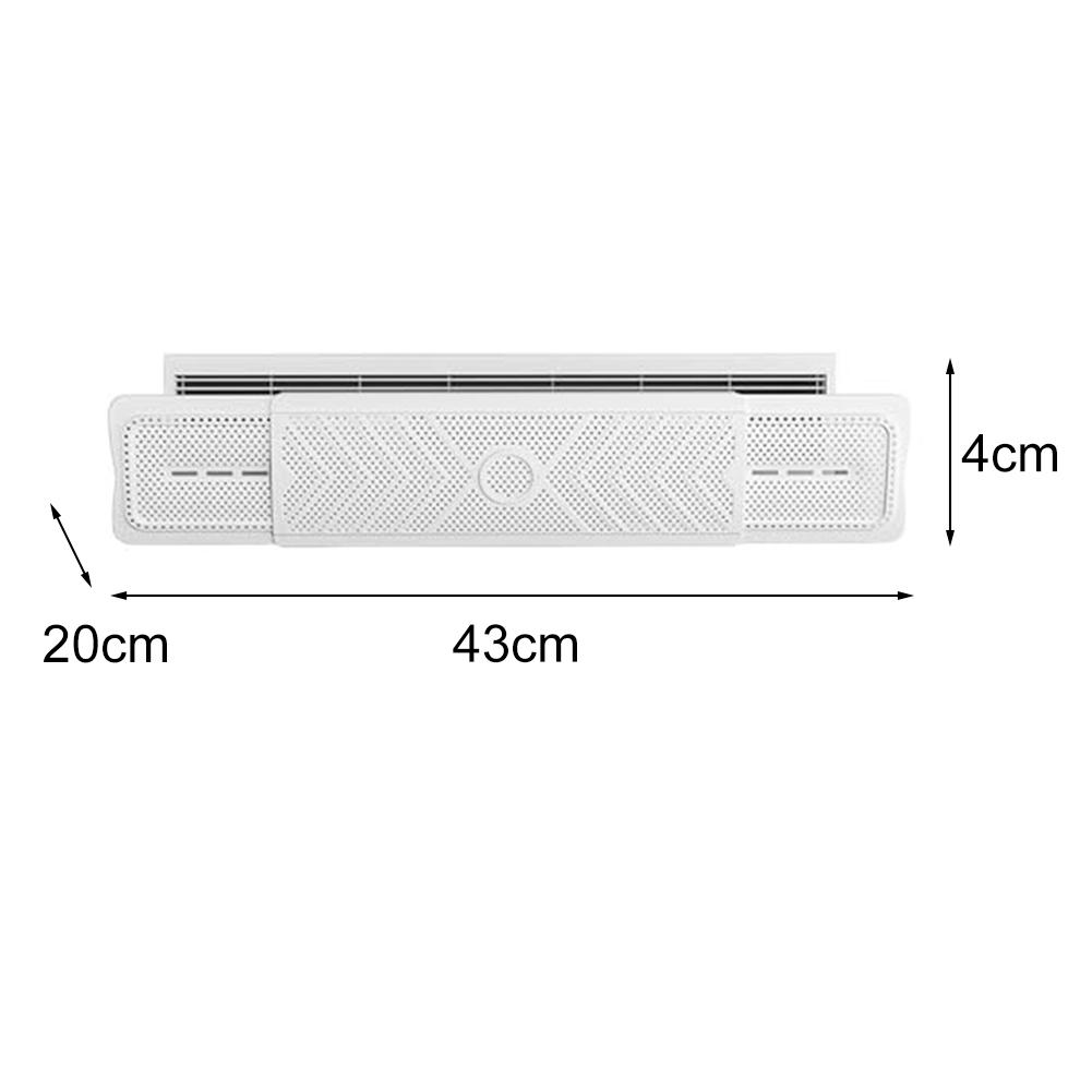 Air Vent Deflector 43x20x4cm Plastic White Retractable From 60 Cm (23.6 In) To 94 Cm (37 In) 180° Adjustable Air Conditioner