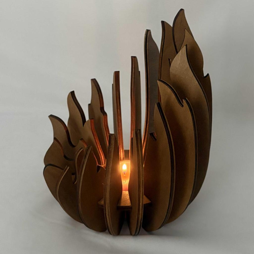 Lotus-Shaped Candle Holder Wooden Creative Candlestick without Candles Manual Assembly DIY Wooden Candle Holder Decoration