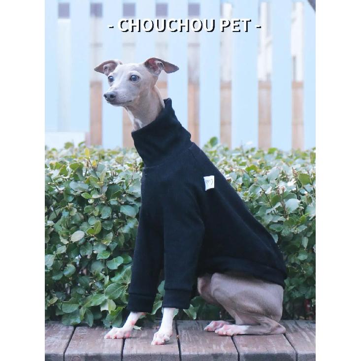 Windhund/Whippet Schmal geschnittene Hundekleidung Rollkragen Stretch Haustier Unterhemd Schwarz Premium Haustierkleidung