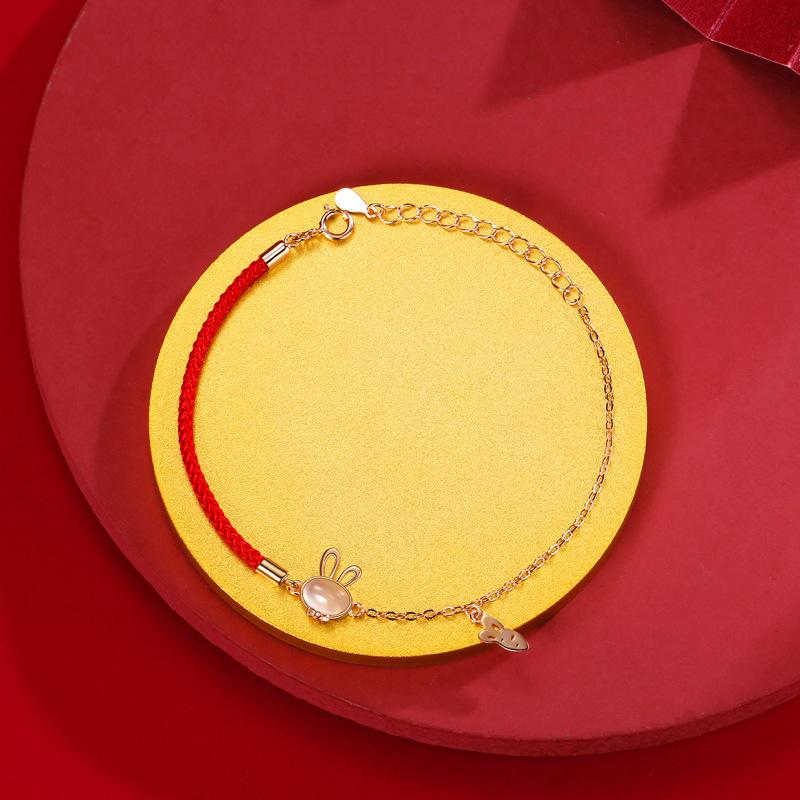 Original Rabbit Red Rope Bracelet Female Natal Guochao Woven Hand Rope Niche Design Gift
