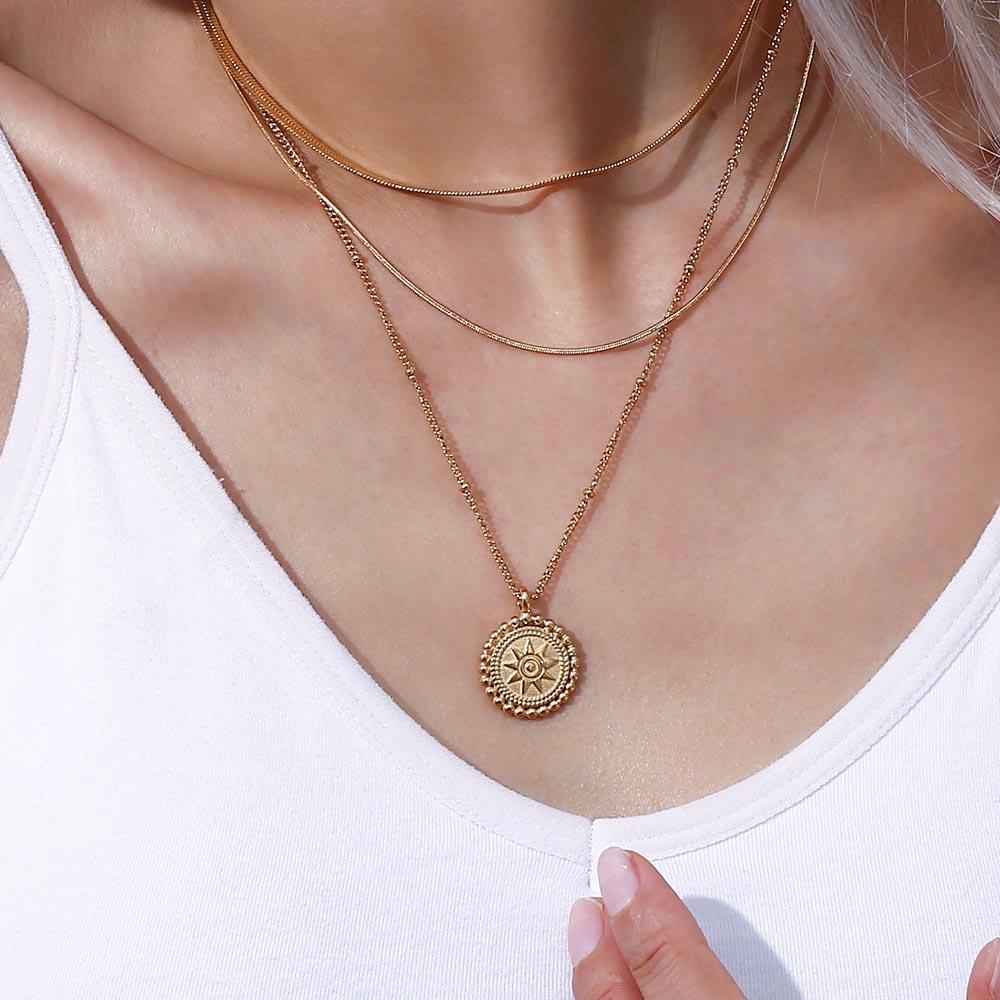 MamacitaSlay 316L Stainless Steel Star Pendant Necklace 18K Gold Plated Waterproof Neck Jewelry Women's Charm Necklace Gifts