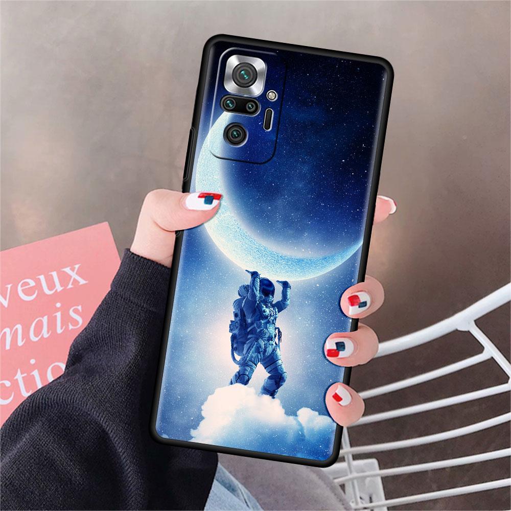 Hülle Für Xiaomi Redmi Note 10 9 11 Pro Weiche Handyhülle 10S 9S K40 8 9A 9C 9T 7 10C 8T Silikonhülle Cool Lonely Astronaut Capa