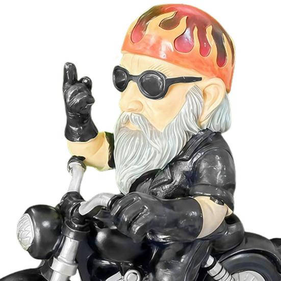 Motorcycle Dwarf Statue Resin Motorcycle Riding Gnome Decoration Indoor Outdoor Gnome Figurine for Yard Garden Room Tabletop Shelf