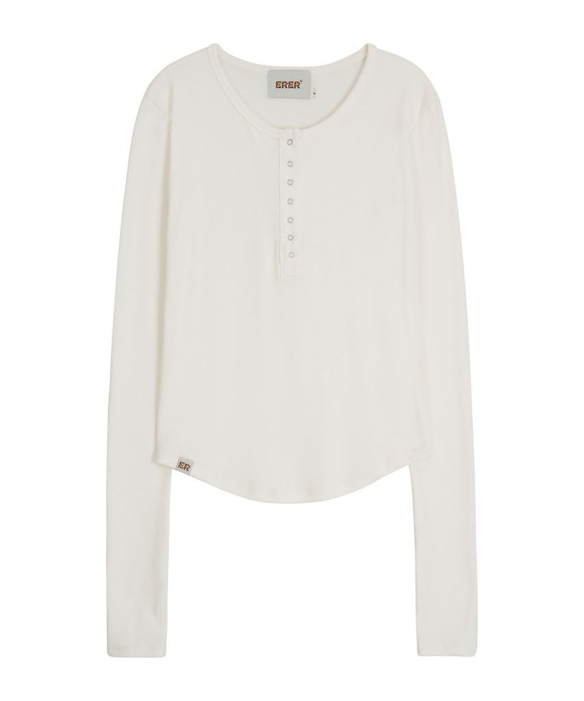 ERER Henley Neck Soft T-Shirt White