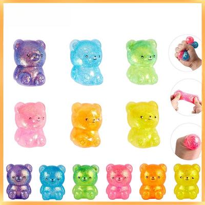 Gold Powder Bear Decompression Toy – Squeeze Music Cute Vent Beads Ball