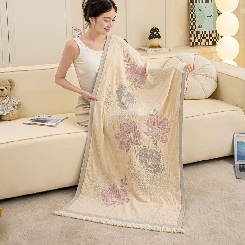 Tassel Cotton Cotton Jacquard Four-Layer Washable Multi-functional Bath Towel Household Dormitory Bath Towel