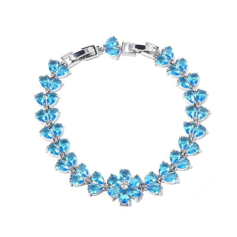 Temperament Joker Flower Jewelry Girls Fresh Colorful Copper Inlaid AAA Zircon Bracelet