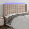 3124149 vidaXL LED Headboard Cappuccino 163x16x118-128 Cm Faux Leather