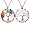 Handmade Crystal Tree of Life Necklace with Seven-Color Natural Stones N81