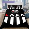 LASK Linz Football Club Logo Bedding Set, Black White Stripe Soccer Duvet Cover Set, 3 Piece Fan Bed Set