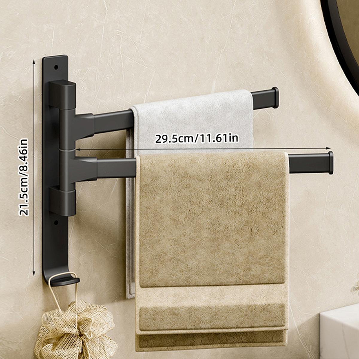 

180° Swivel Bathroom Towel Rail Space Aluminium Wall Towel Holder Multifunctional No-drill Towel Rack for Bathroom Accessories