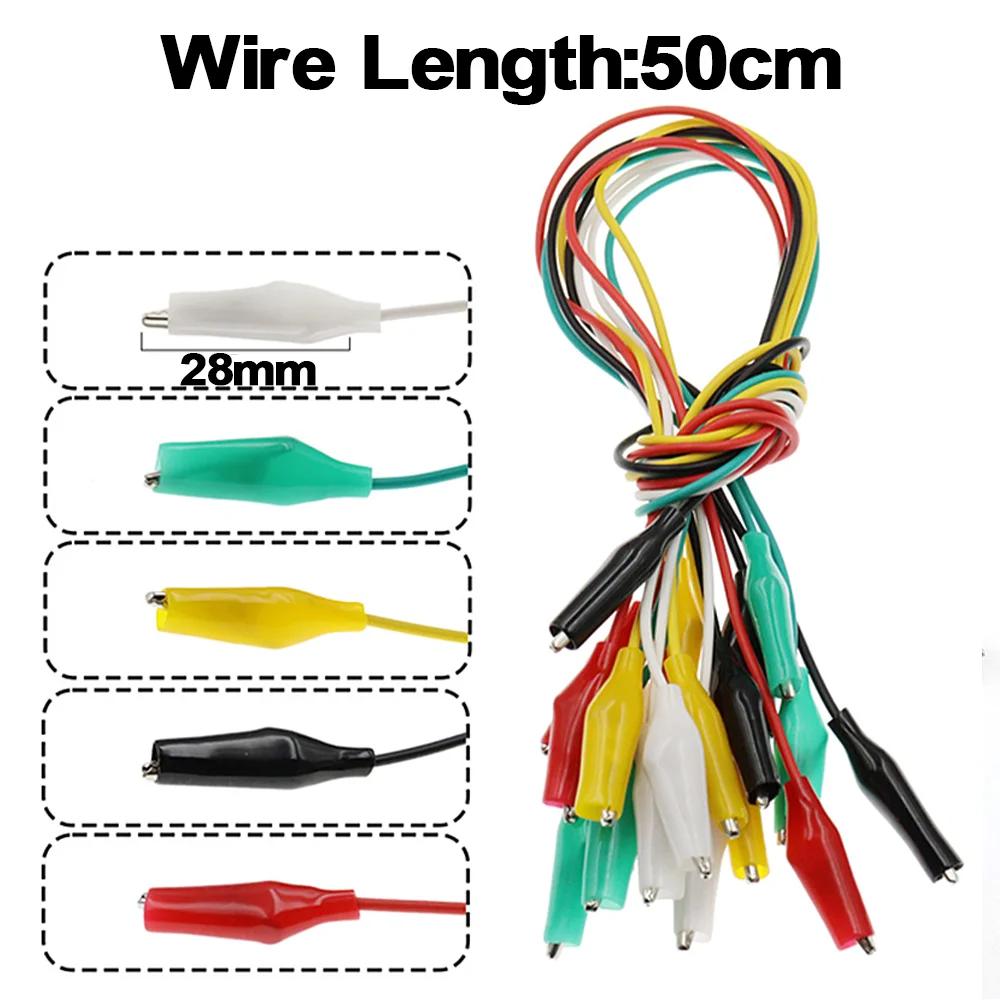 

10Pcs/set Premium Alligator Clips Electrical DIY Test Leads Double-ended Crocodile Clips Roach Clip Test Jumper Wire 50cm