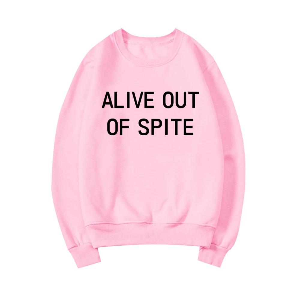 Alive Out of Spite Sweatshirt Mental Health Care Shirt Motivational Hoodie for Women Long Sleeve Sweatshirt Therapist Sweater