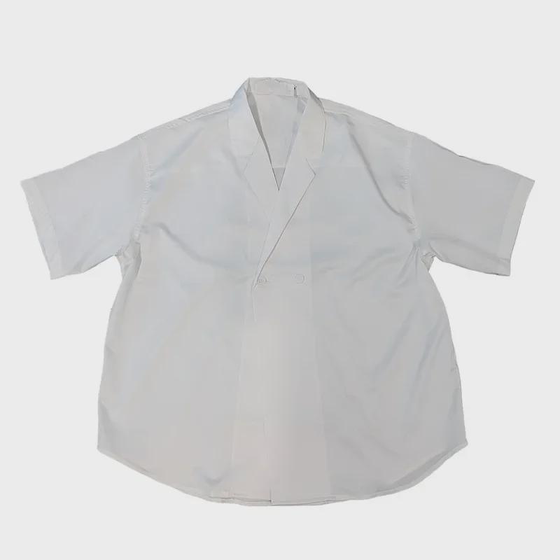 Stylish Men's Korean Short-Sleeved Luxury Drape Suit Collar Shirt for Hair Stylists