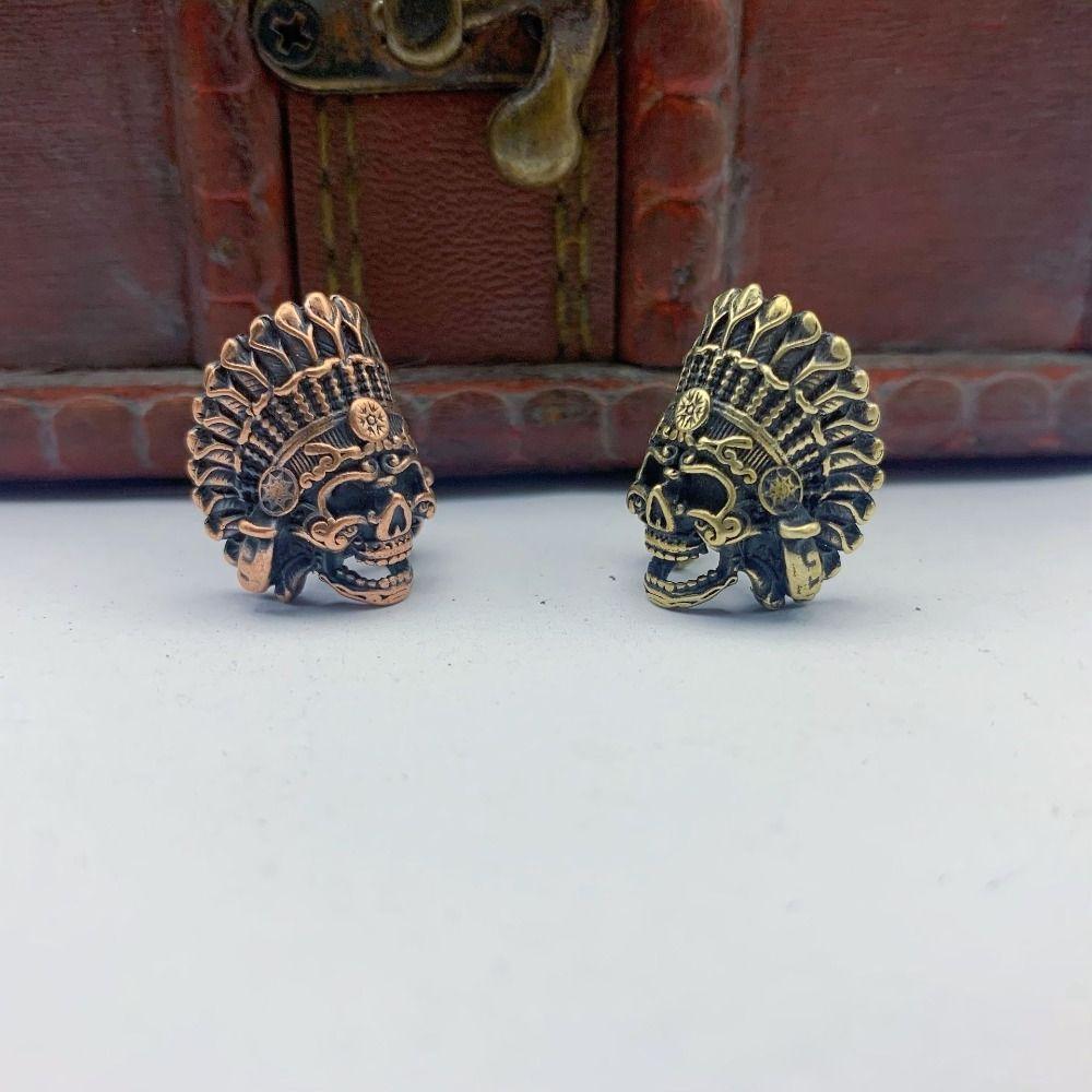 Copper Brass EDC Skeleton Pendant African Tribal Chieftain Outdoor Tools EDC Outdoor Tools