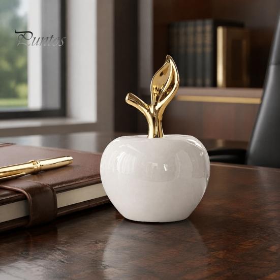 Nordic Style Room Decorations Resin Apples Figurine with Leaf Minimalist Fruit Ornament Modern Home Decor Arts Crafts Desk Office Decor Housewarming