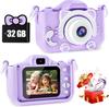 CIMELR Kids Camera Toy Camera 1080P HD Video Camera 32GB Memory Card Included IPS Screen 4x Zoom USB Charging Dual Lens Silicone Protective Case