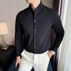 Herren Slim Fit Hemd mit Mandarin-Kragen, Langarm, Strukturierter Stoff, Lässiges Business-Hemd