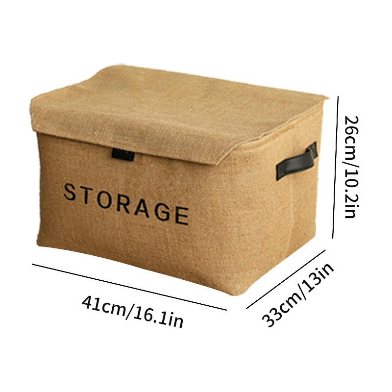 Simple Linen Storage Basket Cotton Linen Laundry Basket Foldable Desktop Sundries Organizer Closet Clothes Underwear Storage Box