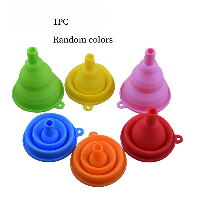 

1PC Soft Silicone Funnel Telescopic Storage Funnel Kitchen Appliances Folding Funnel Portable Funnel High Temperature Resistant зелений