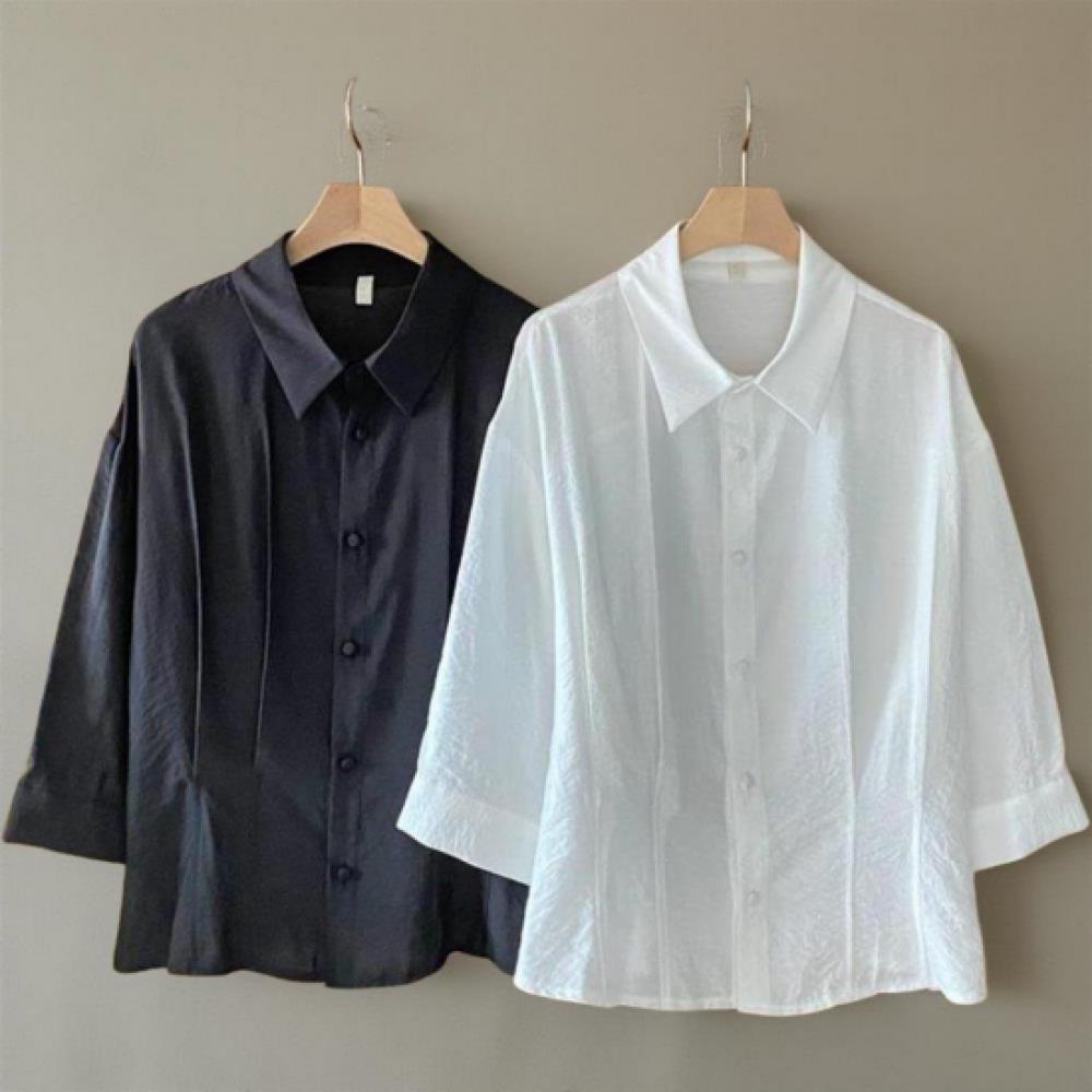 New Arrivals Open Run Women Rayon Loose Fit Pintuck 3 4 Sleeve Blouse