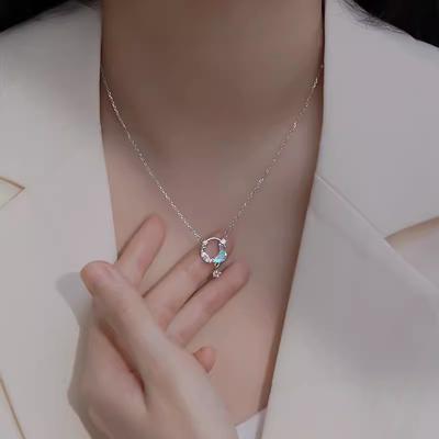 Luksusowy Rhinestone łańcuszek do obojczyka Choker elegancki księżyc naszyjnik z motylem wisiorek dla kobiet dziewczyn wesele biżuteria akcesoria