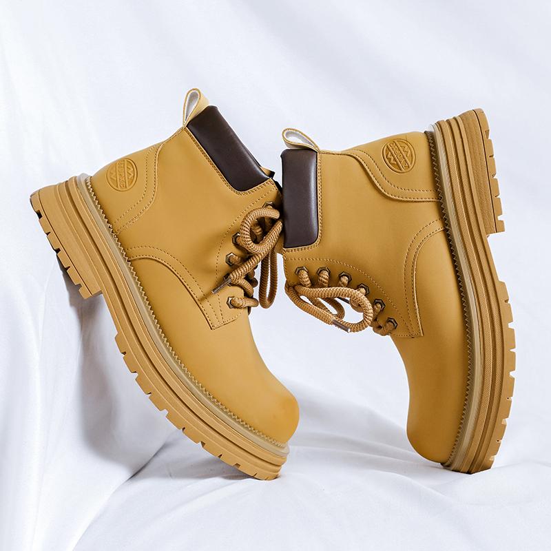 FashionHigh Quality Casual Leather Mens Ankle Boots Tube Rubber Thick Sole Male Motorcycle Boots Fashion Warm Plush Fur Winter Footwear