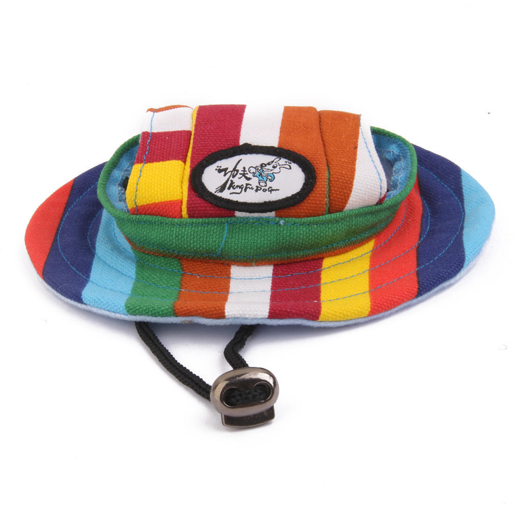 Small Pet Dog Cat Kitten Striped Princess Mesh Strap Hat Cap Sunbonnet