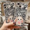 Phone Case: 2D Flat Suitable for iPhone 18 17 16 15 14 13 Pro, Transparent Four Corner Protective Case, Lop Eared Rabbit, Christmas and Halloween Gift